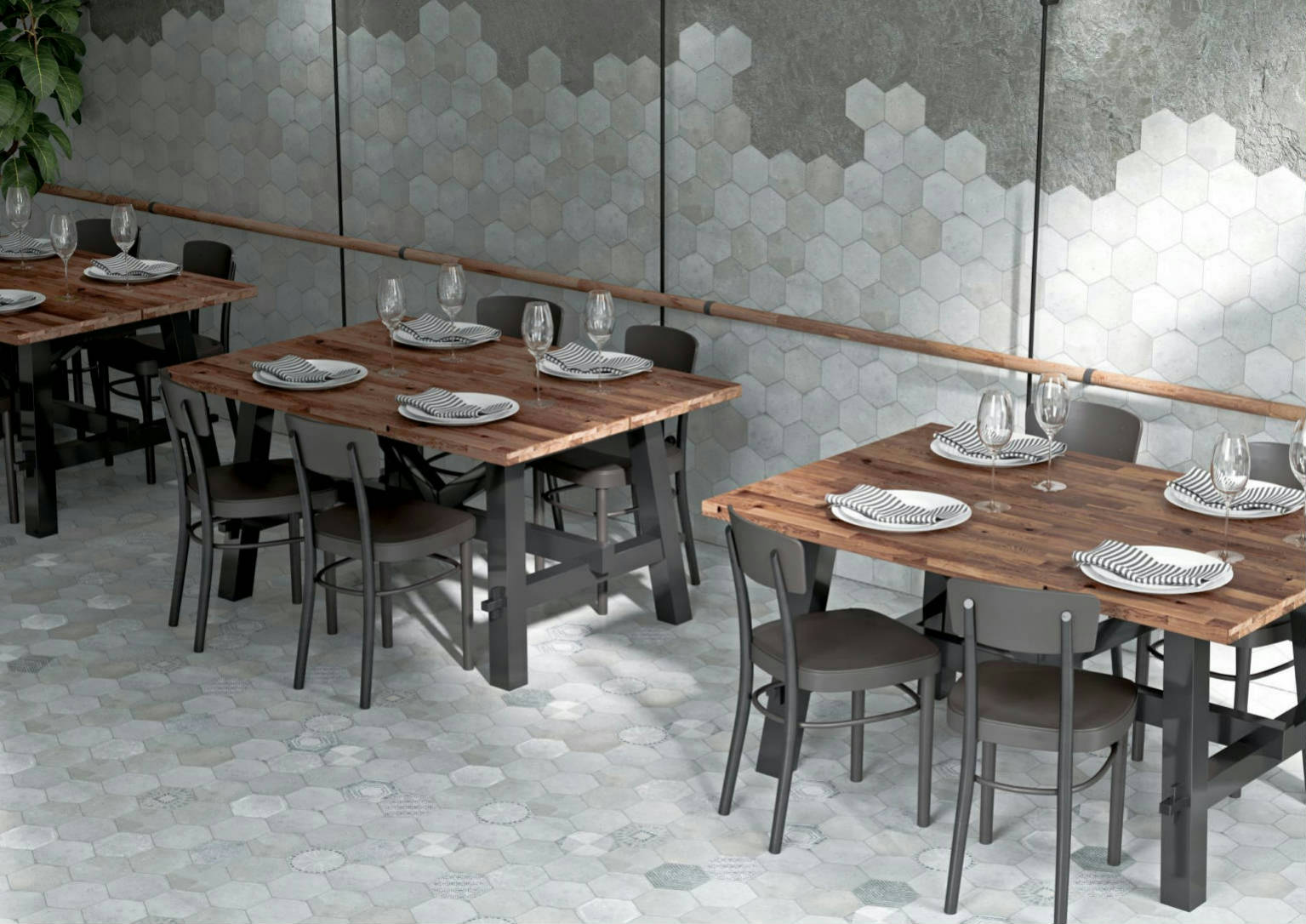 Alma 5.5x6.3” Grey and Grey Decor Hexagon 0 | Garcia Imported Tile